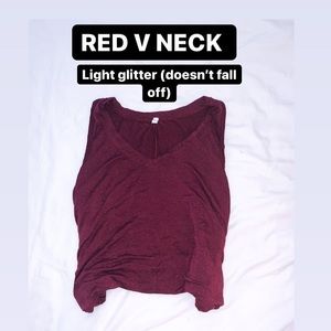Red sleeveless V neck